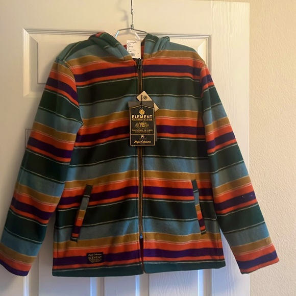 Nigel Cabourn ELEMENT BLANKET ALDER FLEECE Reversible Green & Orange NWT S - Picture 8 of 14